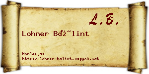 Lohner Bálint névjegykártya