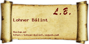 Lohner Bálint névjegykártya